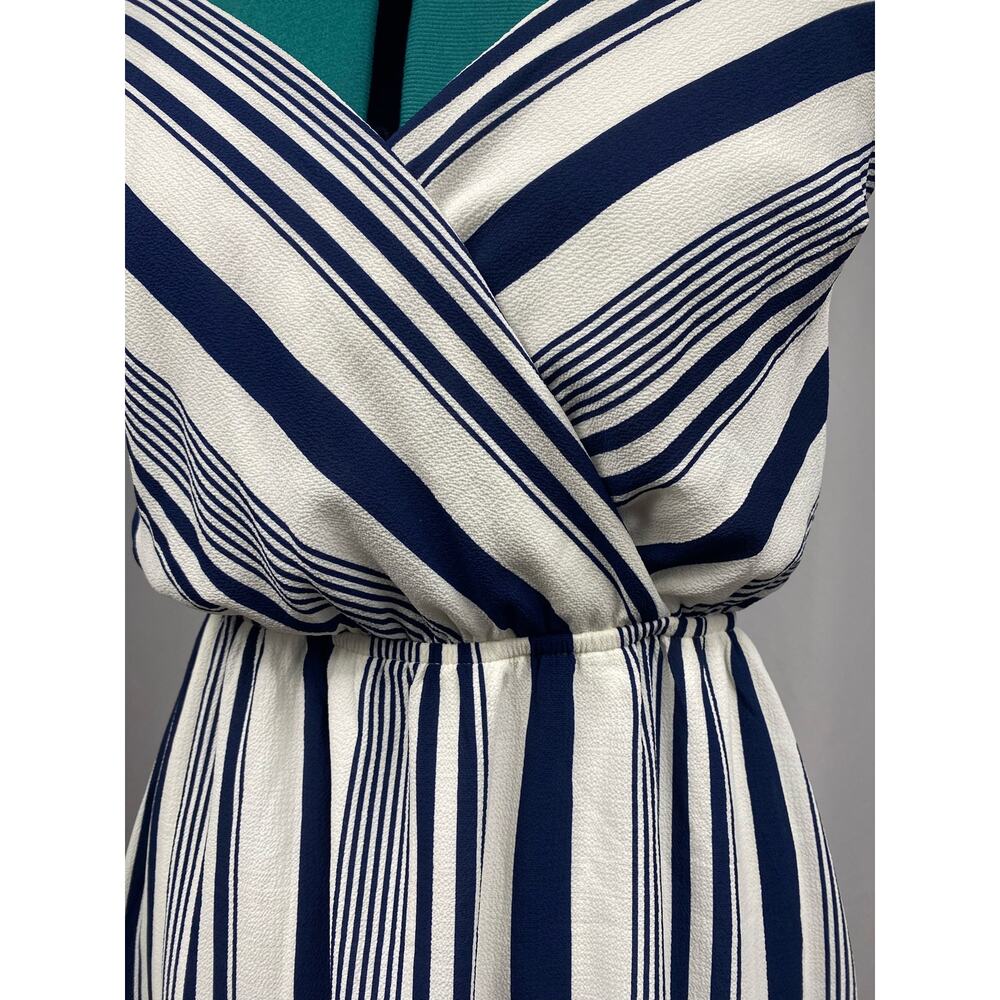 Monteau LA Thin Adjustable Strap Striped Dress Size Medium Color Blue and White - Picture 2 of 8